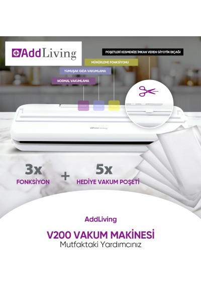 Vakum Makinesi V200 100W Soft Mode Hassas Vakum 30 cm Kompakt Gıda Saklama - 2