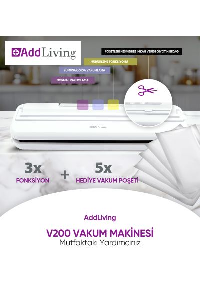 Vakum Makinesi V200 100W Soft Mode Hassas Vakum 30 cm Kompakt Gıda Saklama - 2