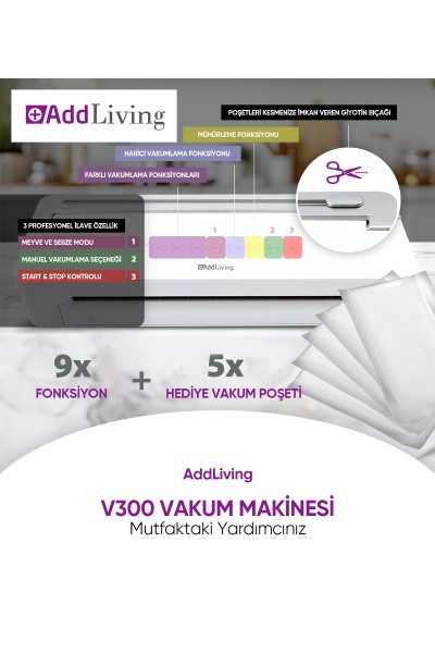 Outlet-V300 Akıllı Programlar Manuel Mod 30 cm Profesyonel Gıda Vakumlama - 2